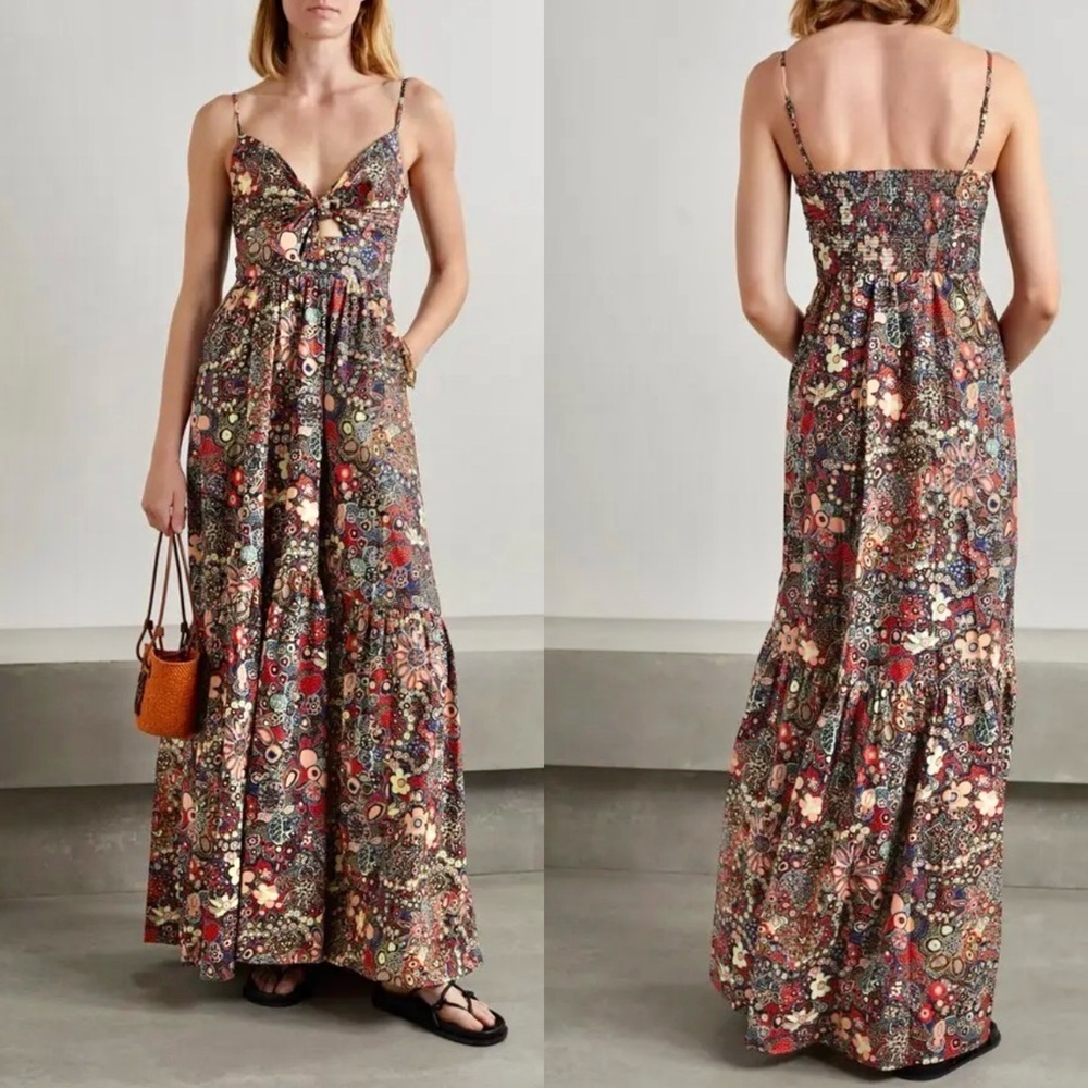 A.L.C. LAURA FLORAL PRINT CUT OUT MAXI DRESS in Sangria Multi NWT Sz 0
